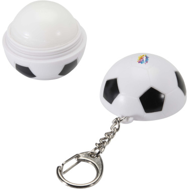 Logotrade Geschäftsgeschenke das Foto: Rami Fußball Lippenpflege Vanille mit LSF 15 und Schlüsselanhänger