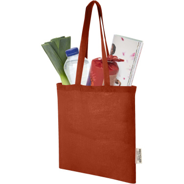 Logotrade Werbegeschenke das Foto: Madras 140 g/m² Baumwoll Tragetasche aus GRS recycelter Baumwolle, 7L