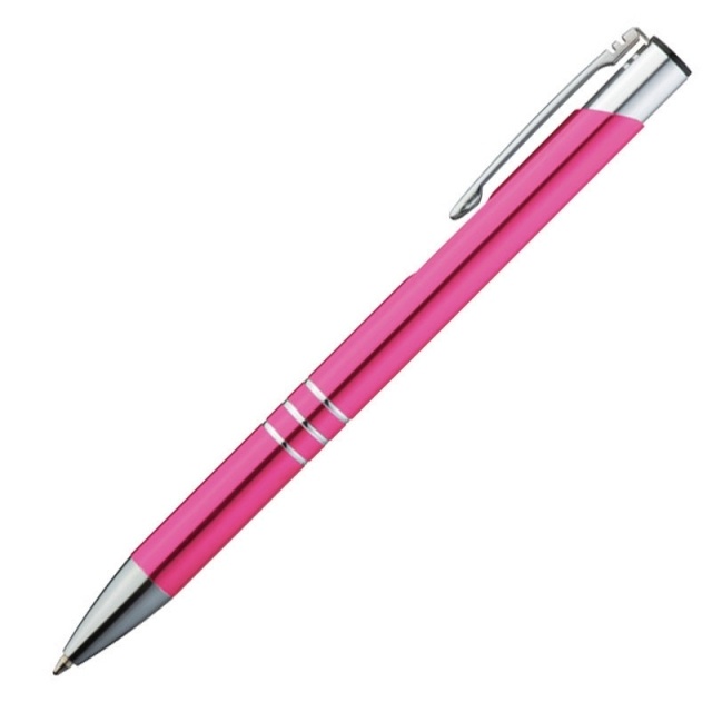 Logo trade promotional giveaway photo of: Metal ball pen 'Ascot'  color pink