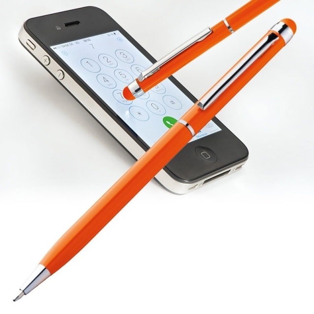 Logotrade corporate gift image of: Ball pen with touch pen 'New Orleans'  color orange
