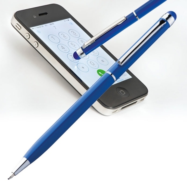 Logo trade promotional gifts picture of: Ball pen with touch pen 'New Orleans'  color blue