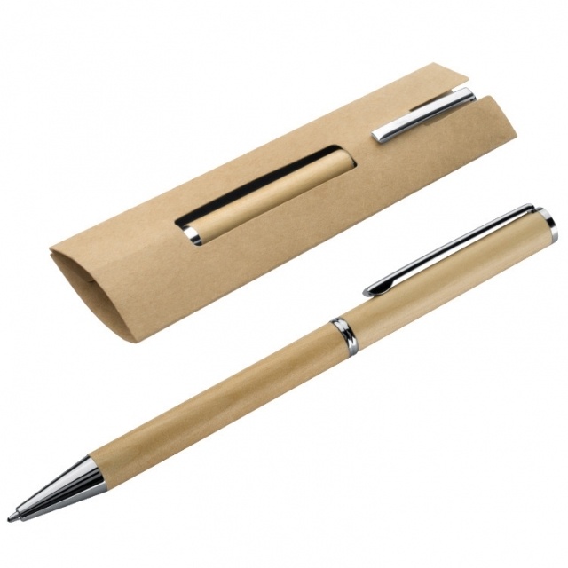 Logo trade promotional products picture of: Wooden ball pen 'Heywood', lightbrown