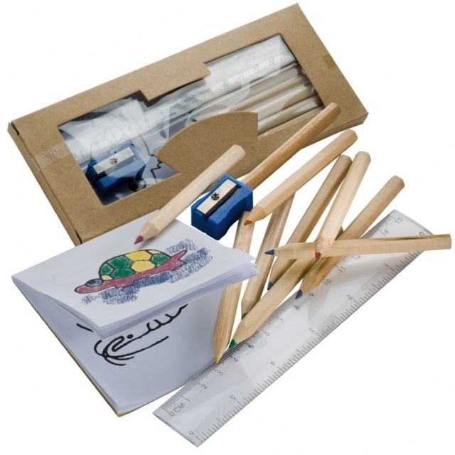 Logo trade promotional item photo of: Drawing set for kids 'Little Picasso',  color brown