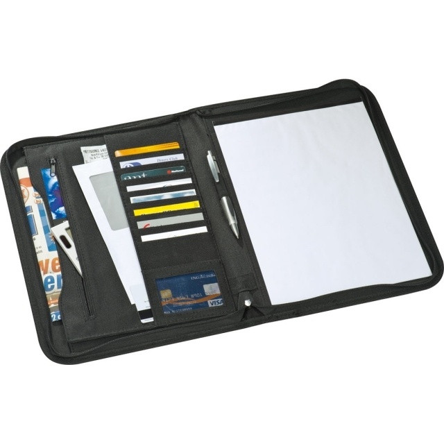 Logo trade promotional giveaways picture of: Conference folder A4 'Panama'  color black