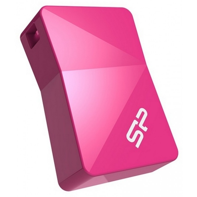 Logo trade promotional merchandise image of: Women USB stick pink Silicon Power Touch T08 16GB
