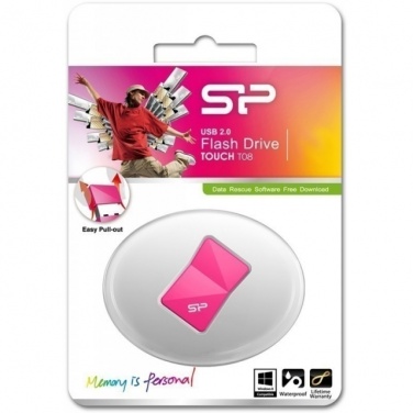 Logo trade corporate gifts image of: Women USB stick pink Silicon Power Touch T08 16GB