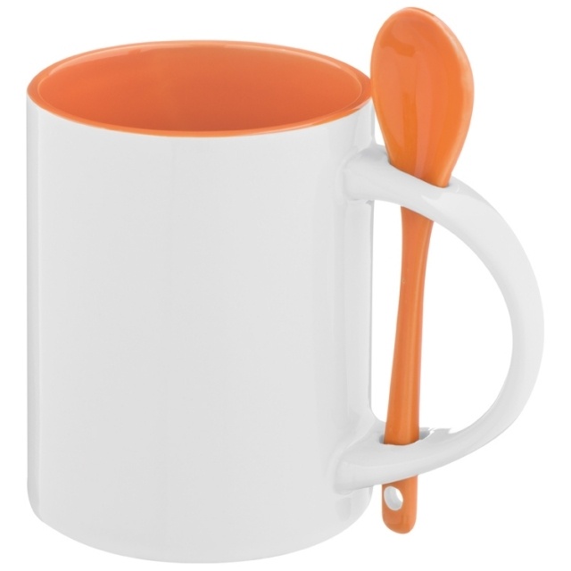 Logo trade promotional giveaways image of: Ceramic cup Savannah, orange