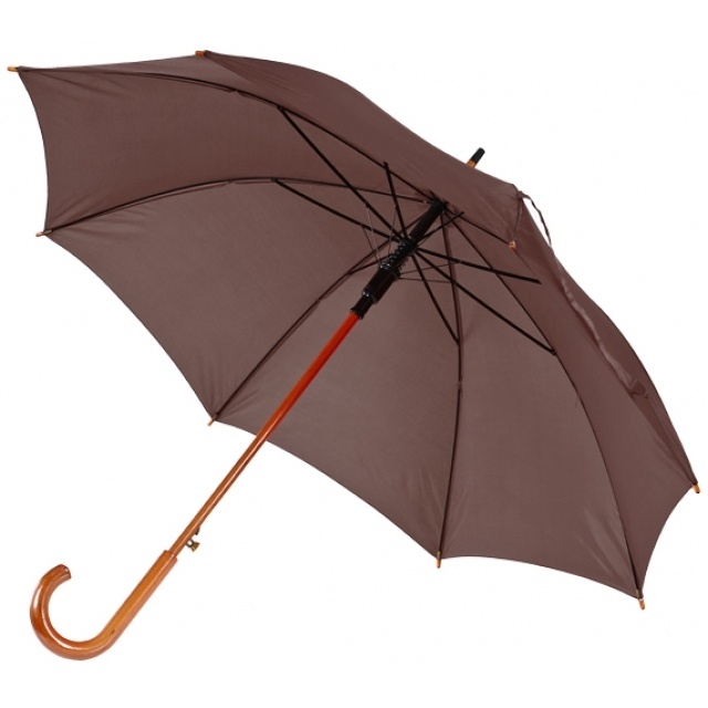 Logo trade promotional product photo of: Wooden automatic umbrella NANCY  color brown