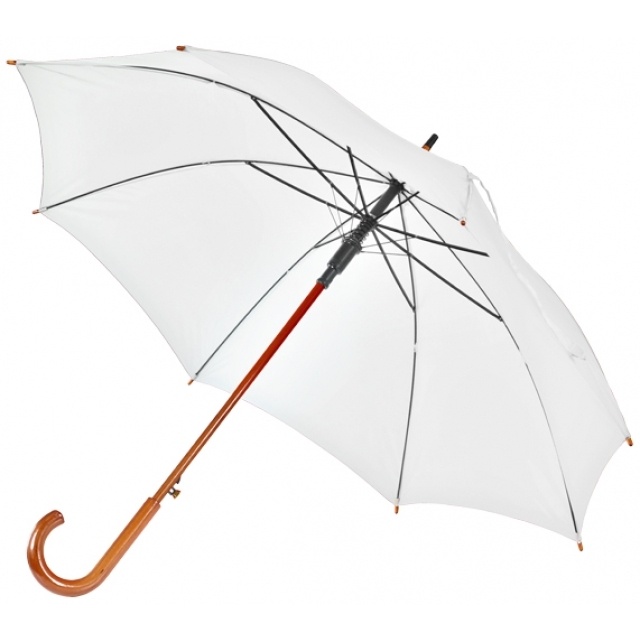 Logo trade corporate gifts picture of: Wooden automatic umbrella NANCY  color white
