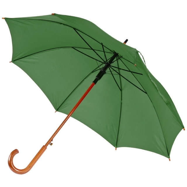 Logo trade promotional giveaways image of: Wooden automatic umbrella NANCY  color dark green