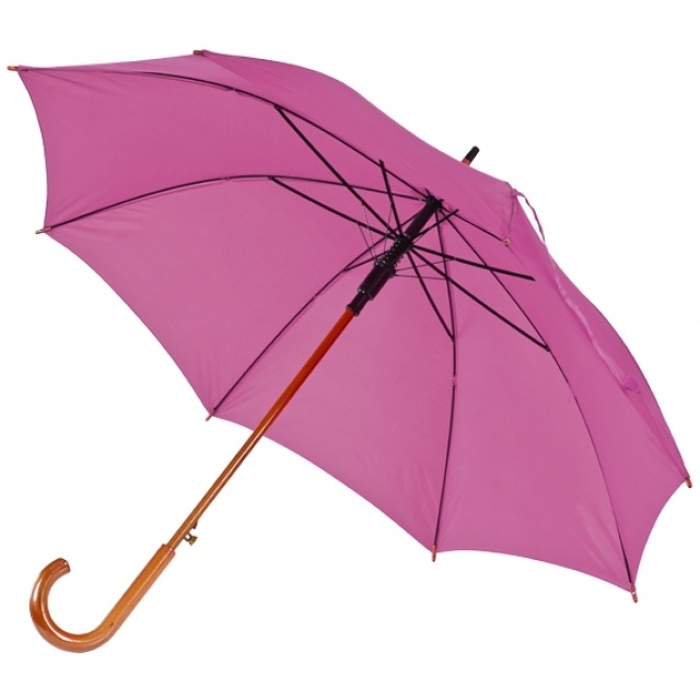 Logo trade promotional items image of: Wooden automatic umbrella NANCY  color pink