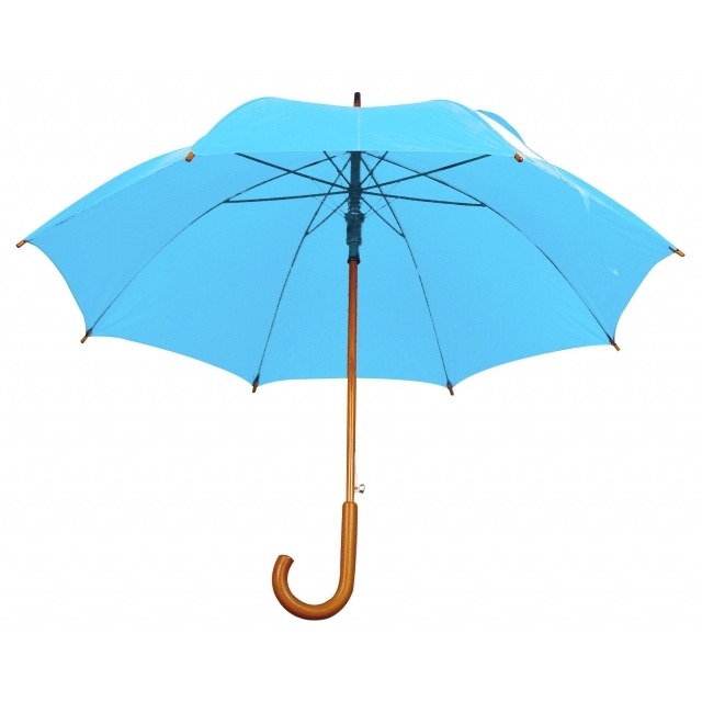Logo trade corporate gifts picture of: Wooden automatic umbrella NANCY  color light blue