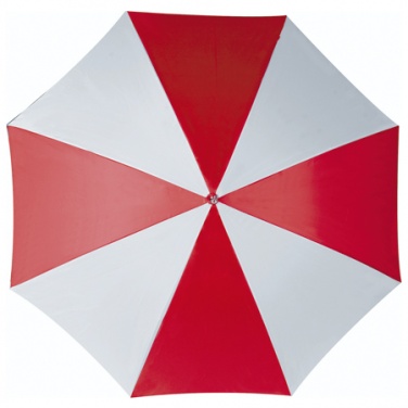 Umbrella image - Red and white automatic walking-stick umbrella material: 170T polyester
