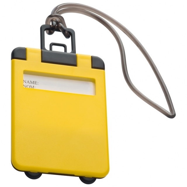 Logo trade promotional giveaways image of: Luggage tag 'Kemer'  color yellow