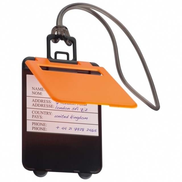 Logo trade advertising products image of: Luggage tag 'Kemer'  color orange
