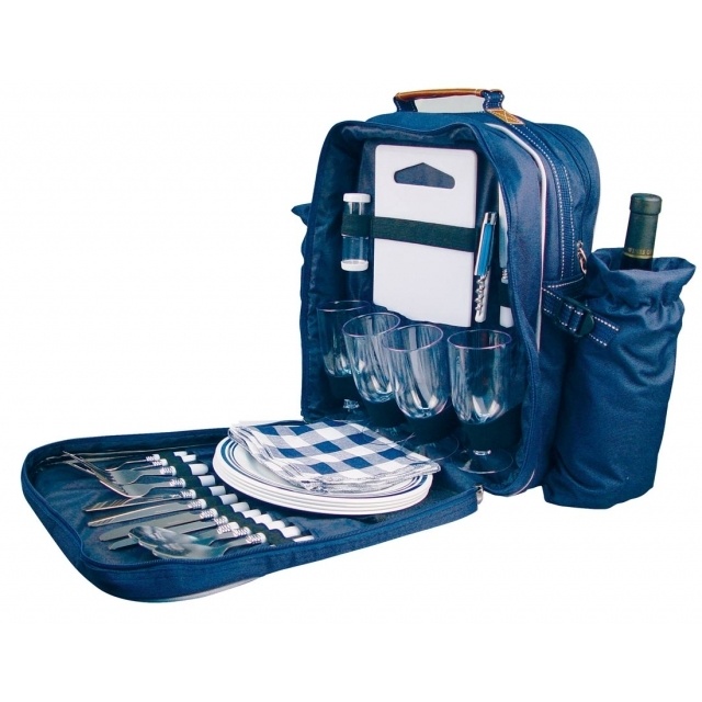 Logo trade promotional merchandise picture of: High-class picnic backpack 'Virginia'  color blue
