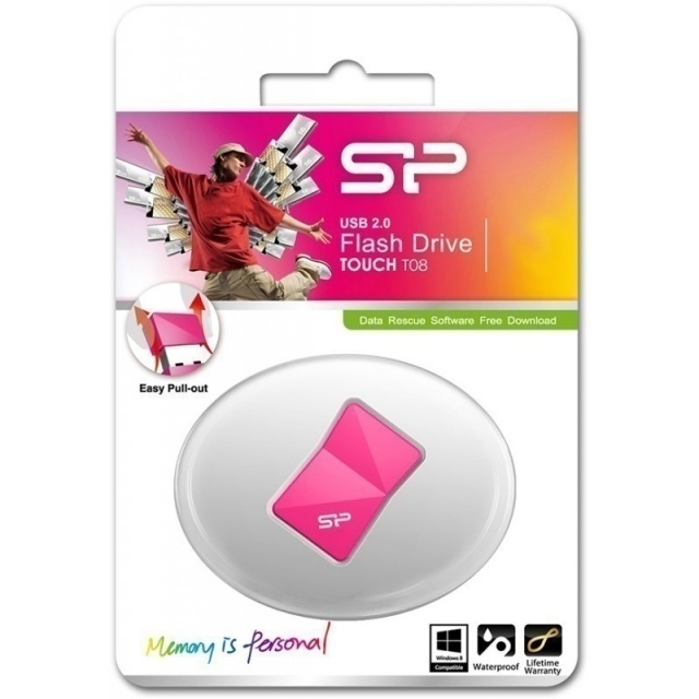 Logo trade corporate gift photo of: USB flashdrive pink Silicon Power Touch T08 64GB