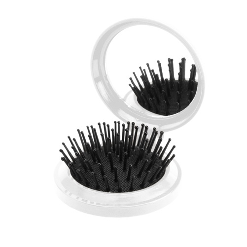 Logo trade promotional products image of: mirror with hairbrush AP731367-01 white