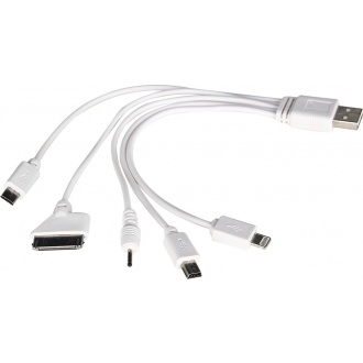 Logo trade promotional gift photo of: Power bank USB cable 5-in-1, white