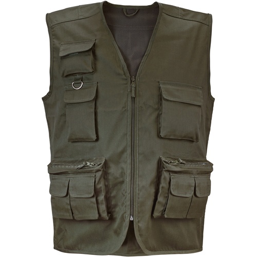 Logo trade business gifts image of: Fishing vest, army green, L