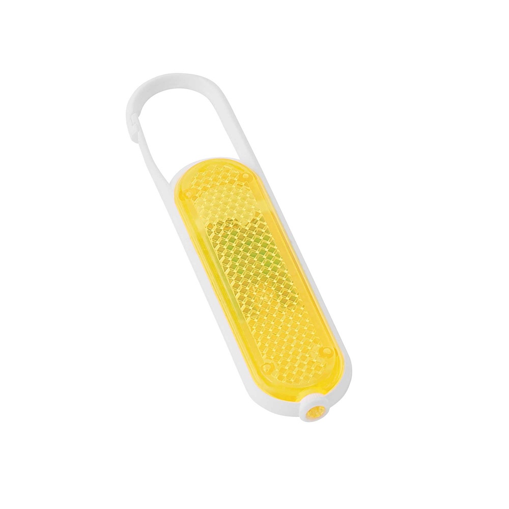 Logo trade promotional gift photo of: Plastic safety reflector with carabiner and light, yellow