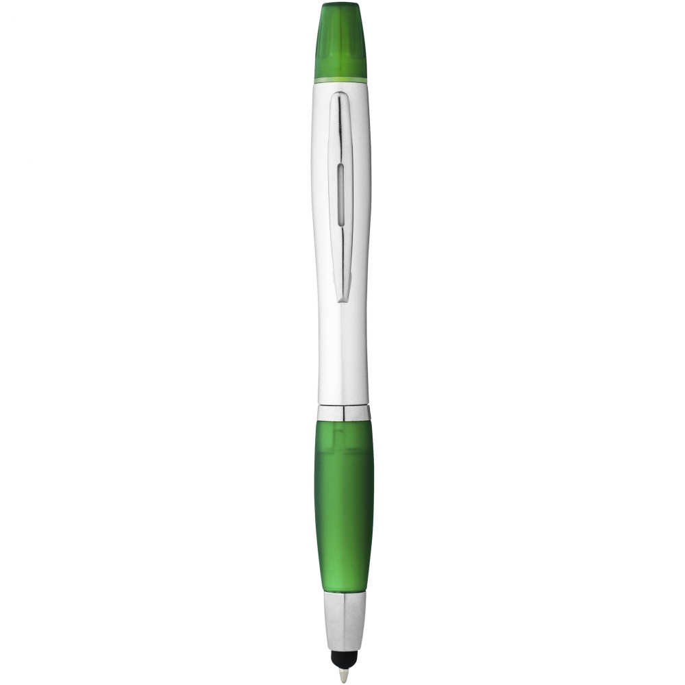 Logo trade advertising products image of: Nash stylus ballpoint pen and highlighter, green