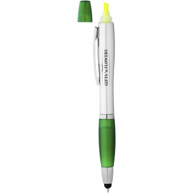 Logo trade promotional gifts picture of: Nash stylus ballpoint pen and highlighter, green