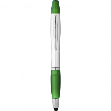 Logo trade corporate gifts image of: Nash stylus ballpoint pen and highlighter, green
