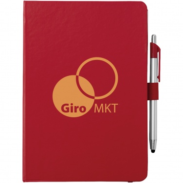 Logo trade promotional giveaways image of: Crown A5 Notebook and stylus ballpoint Pen, red