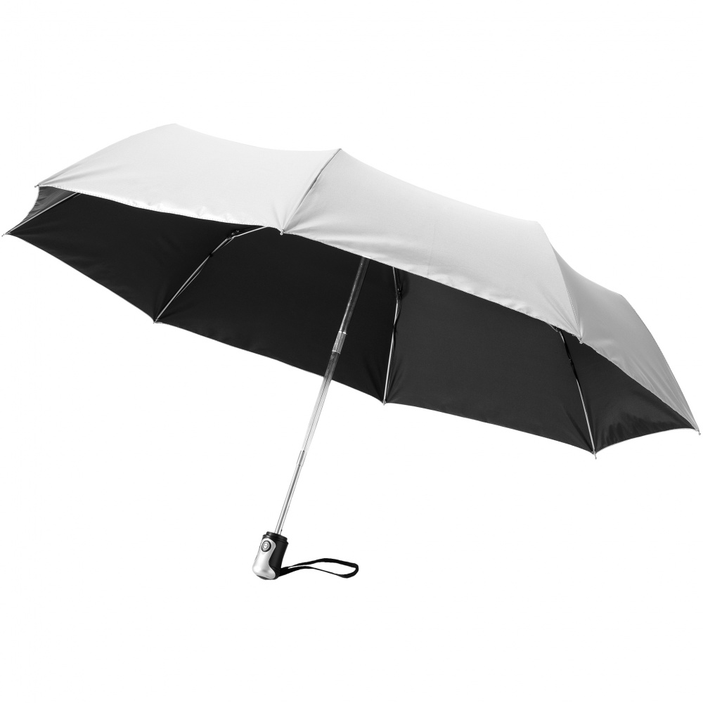 Logo trade promotional gifts picture of: 21.5" Alex 3-Section auto open and close umbrella, silver