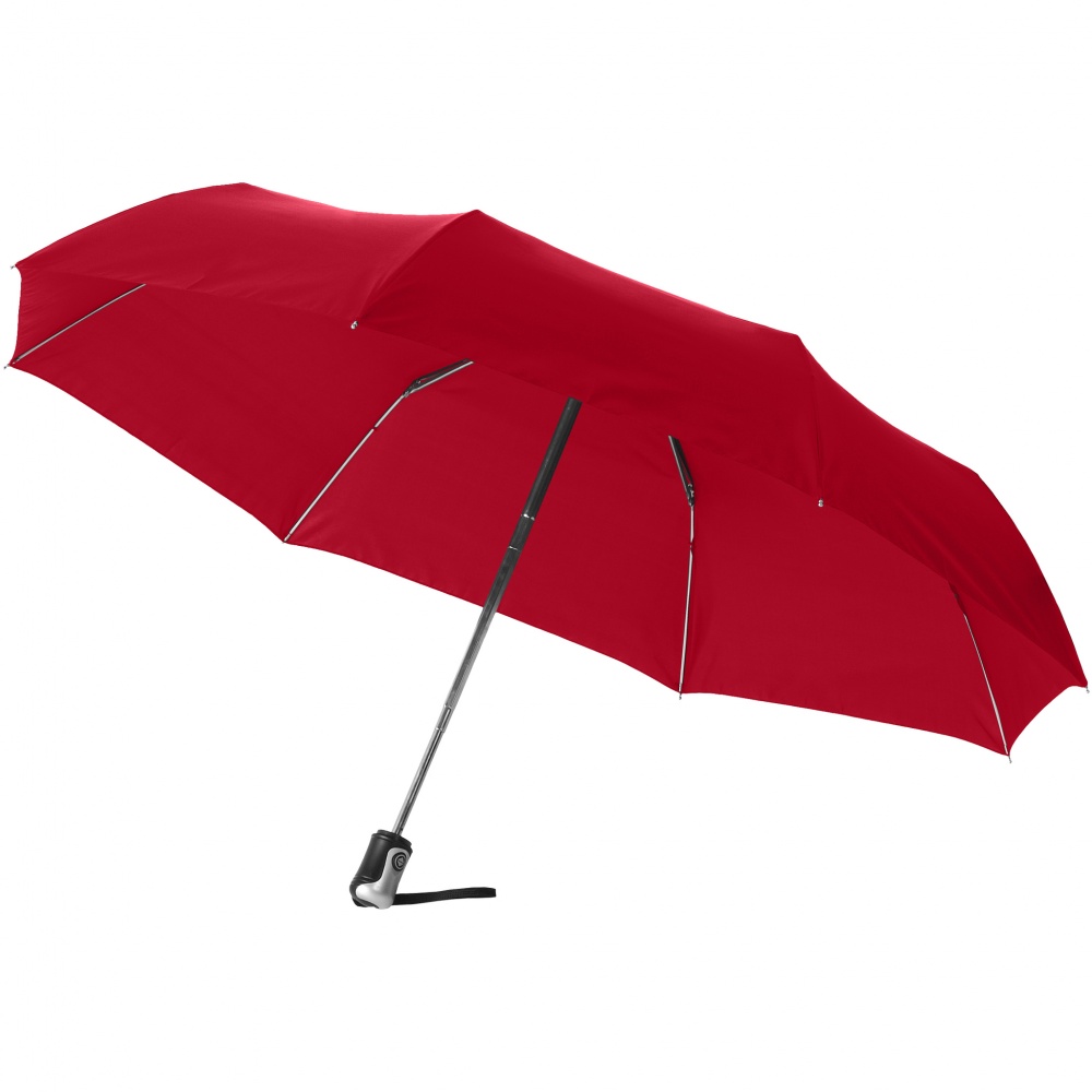 Logo trade business gifts image of: 21.5" Alex 3-section auto open and close umbrella, red