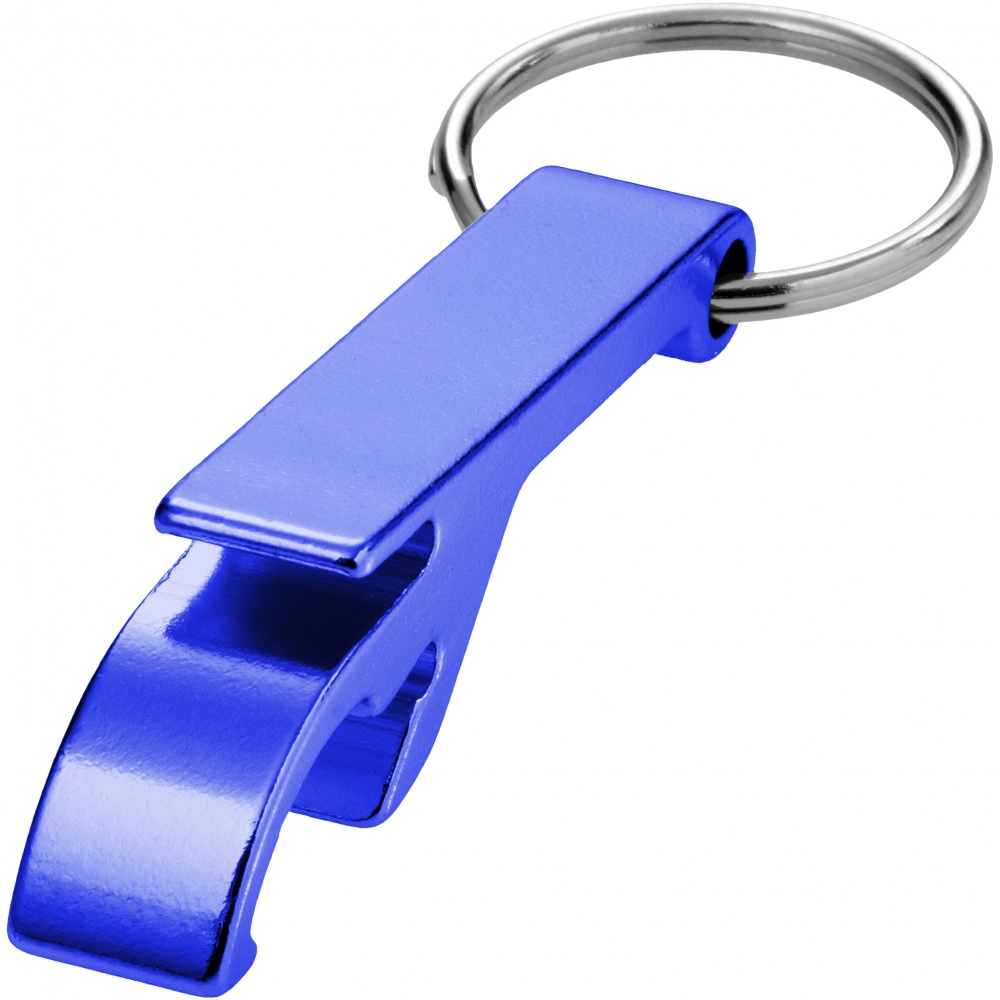 Logo trade business gifts image of: Tao alu bottle and can opener key chain, blue