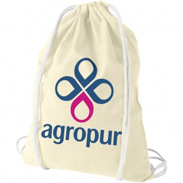Logo trade promotional items image of: Oregon cotton premium rucksack, natural white