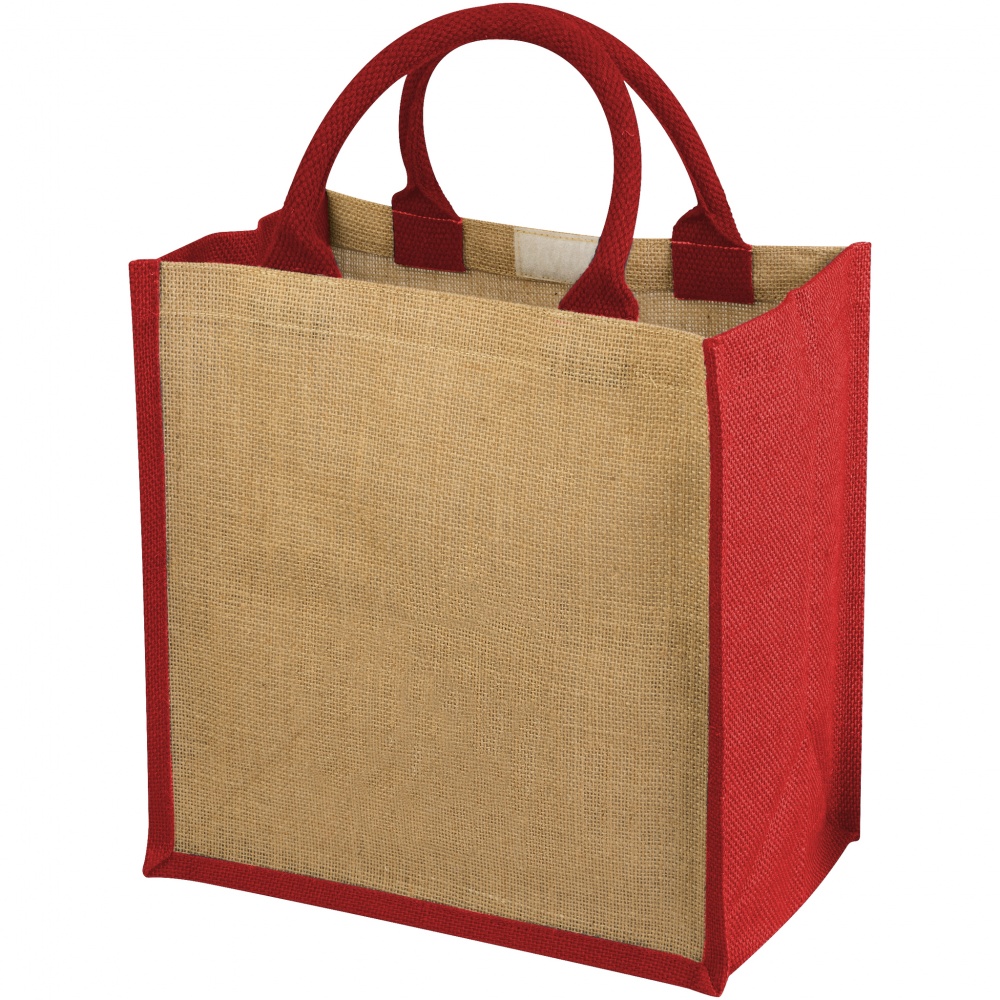 Logo trade promotional giveaways image of: Chennai jute gift tote, red