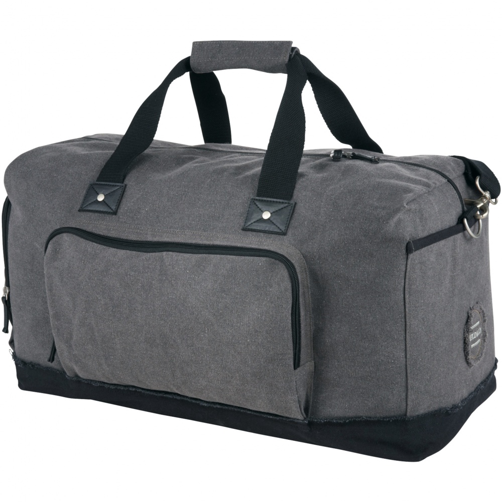 Logo trade corporate gift photo of: Hudson weekend travel duffel bag, heather grey