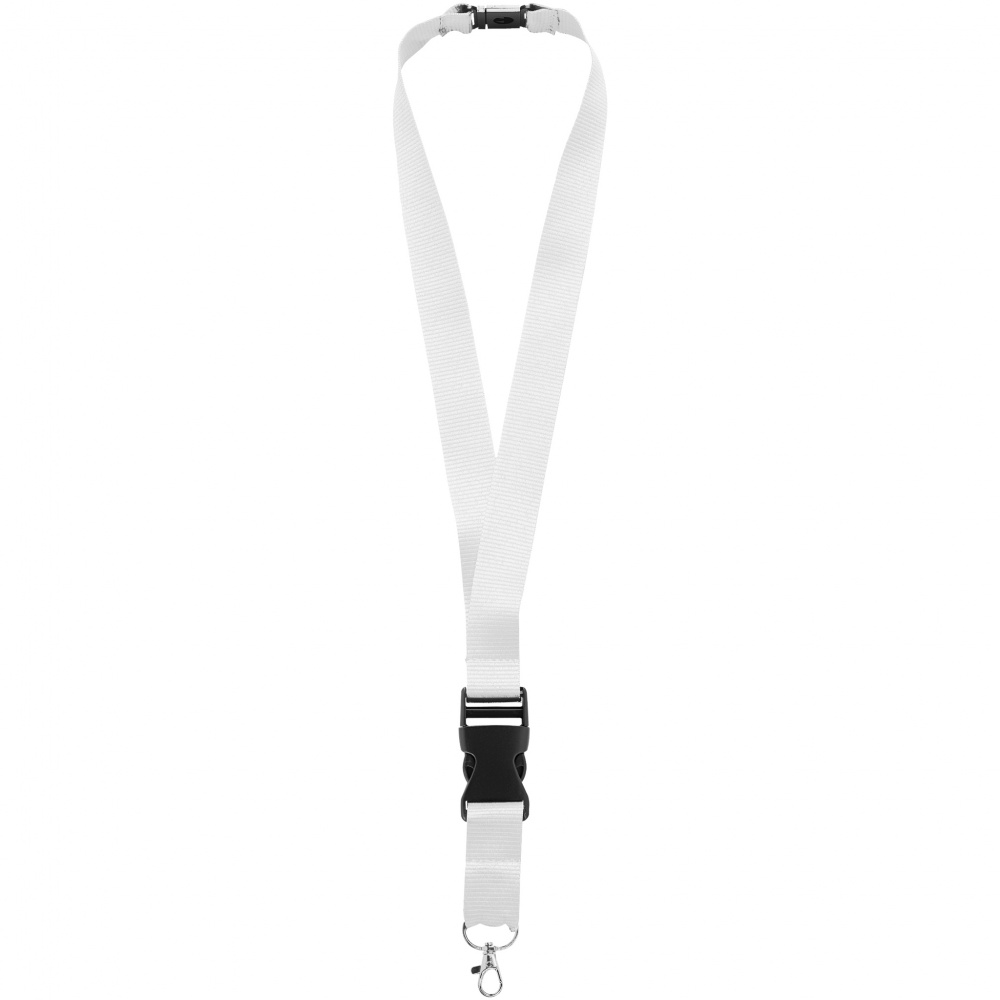 Logo trade promotional gift photo of: Yogi lanyard with detachable buckle, white