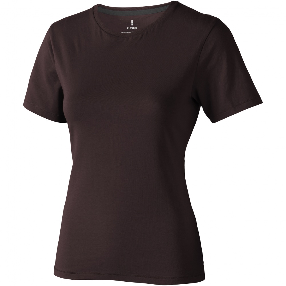 Logo trade promotional merchandise photo of: Nanaimo short sleeve ladies T-shirt, dark brown