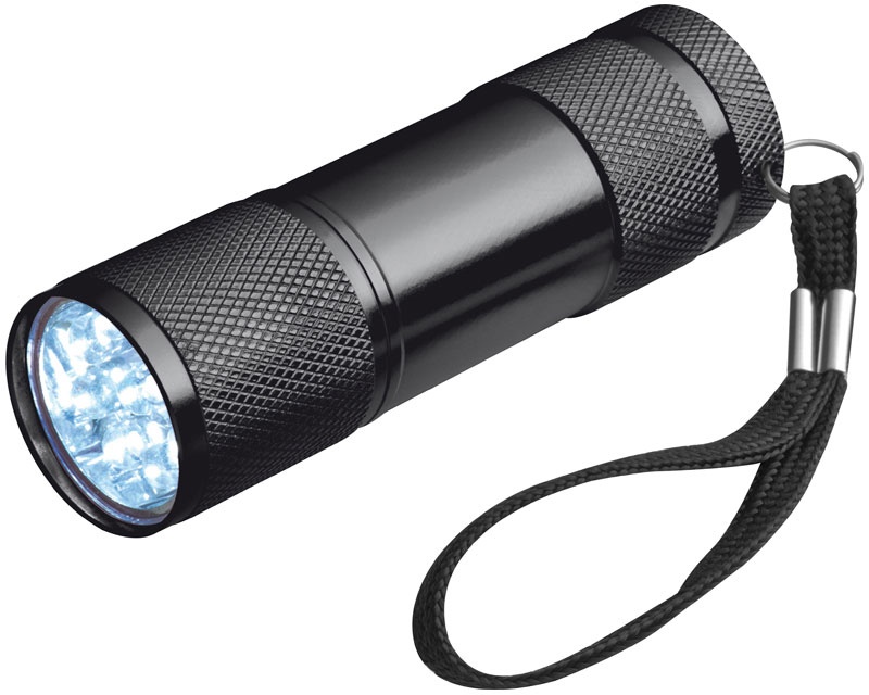 Logo trade promotional merchandise photo of: Flashlight 9 LED, black