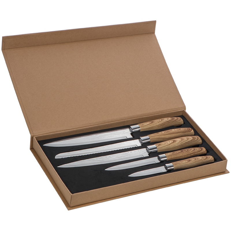 Logo trade corporate gifts image of: Set of 5 knives, brown