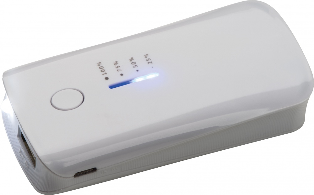 Logo trade promotional item photo of: Powerbank 4000 mAh with USB port in a box, White
