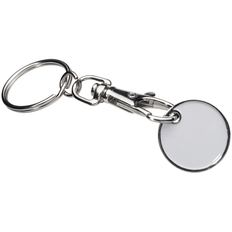 Logotrade promotional merchandise picture of: Keyring with shopping coin, white