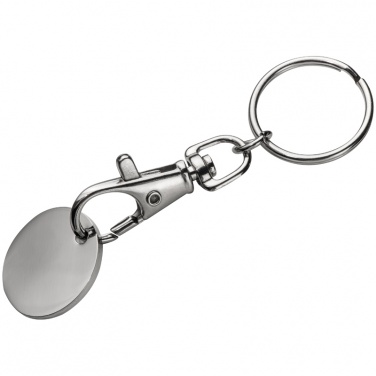 Logo trade promotional items picture of: Keyring with shopping coin, white