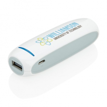 Logo trade promotional gifts picture of: 2.600 mAh powerbank, white