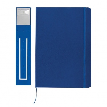 Logo trade promotional gifts image of: A5 Notebook & LED bookmark, blue