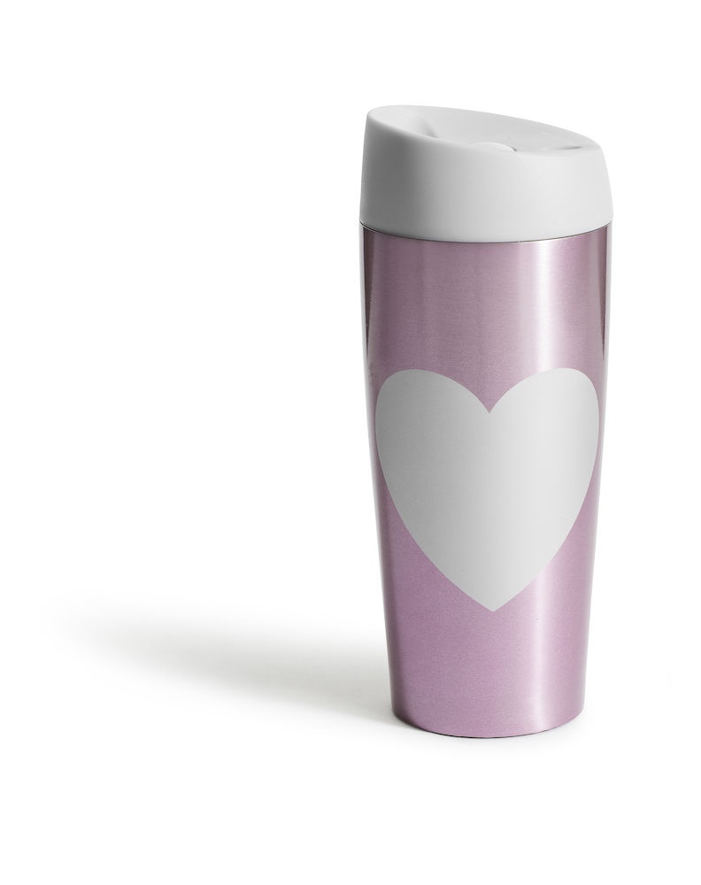 Logo trade promotional giveaway photo of: Car mug with lockable pressure function 400 ml heart, pink