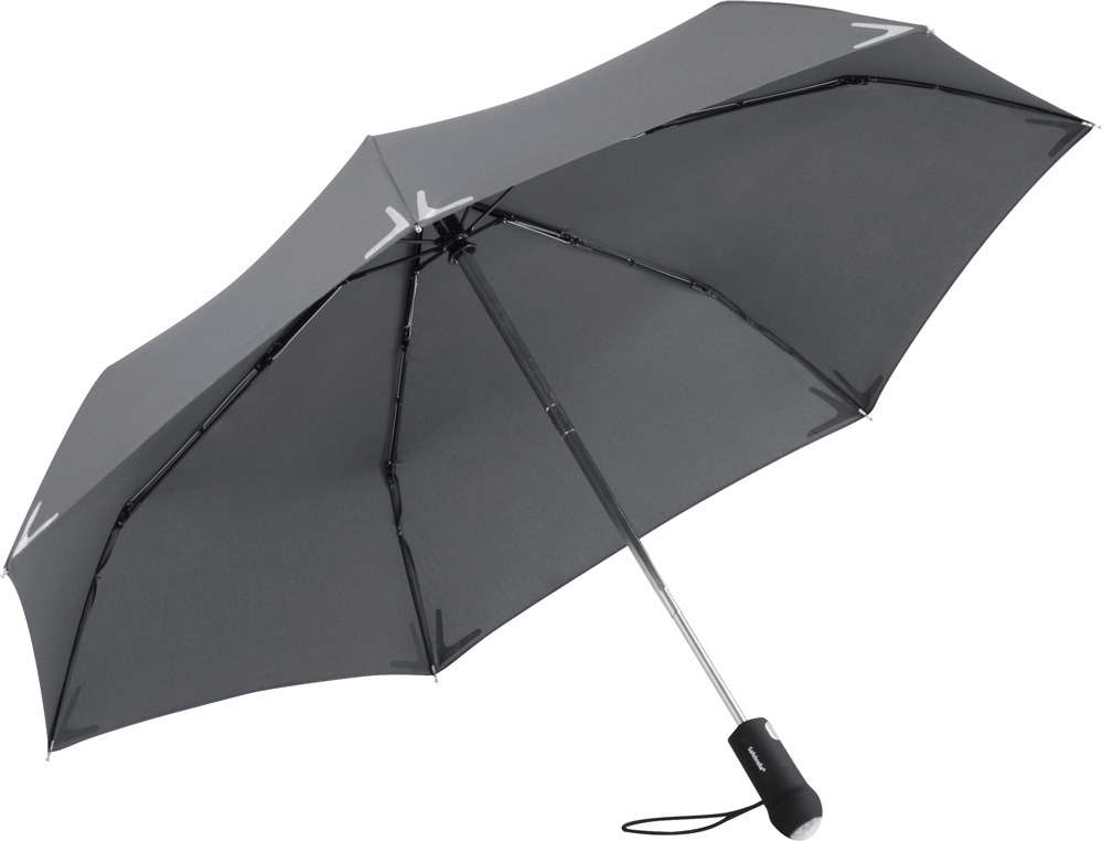 Logotrade business gift image of: AOC mini umbrella Safebrella® LED 5471, Grey