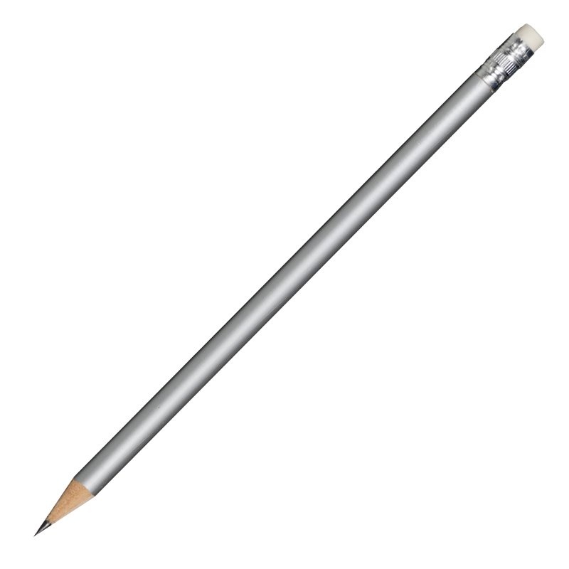 Logo trade promotional items image of: Wooden pencil, silver