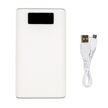 Logo trade corporate gifts picture of: 10.000 mAh powerbank with display, white