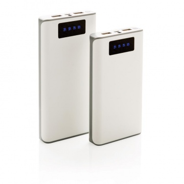Logo trade promotional giveaways picture of: 10.000 mAh powerbank with display, white