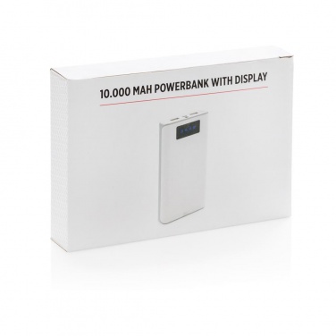 Logo trade business gifts image of: 10.000 mAh powerbank with display, white